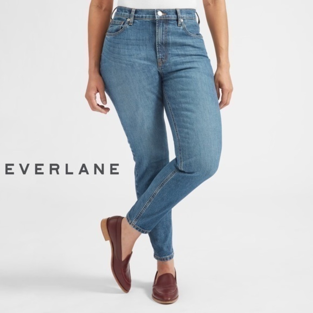 Everlane The High-Rise Jean Ankle 25 Medium Blue Wash No Stretch